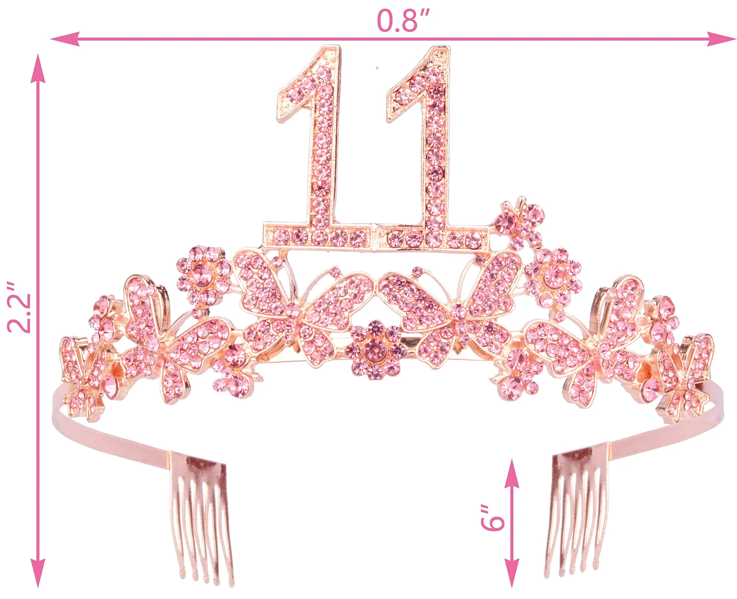 11th Birthday Gifts for Girls, 11th Birthday Tiara and Sash, Its My 11th Birthday Sash