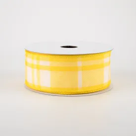 1.5" Eday Plaid Ribbon: Yellow & White (10 Yards)