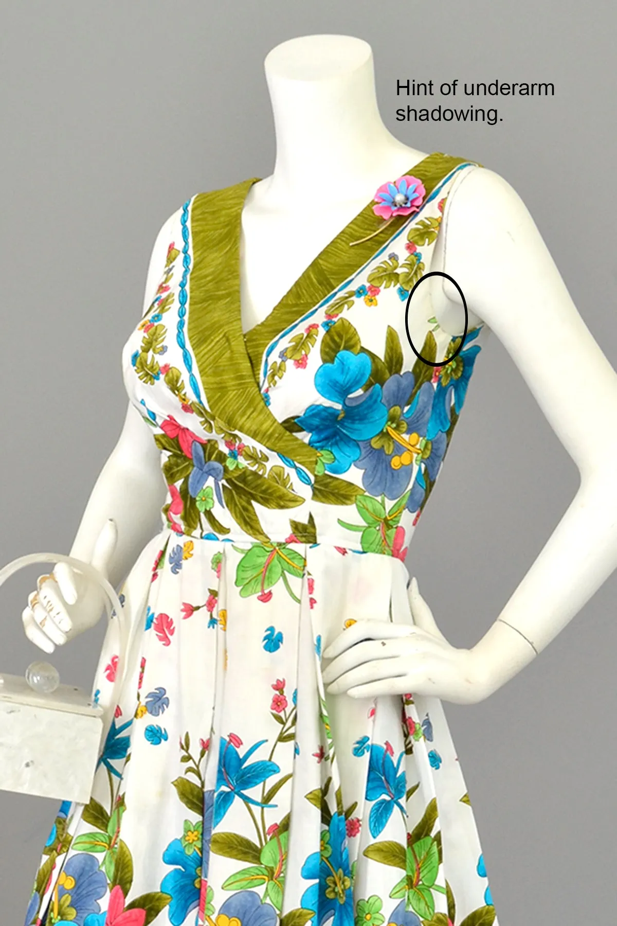 1960s Orchid Print Kamehameha Dress