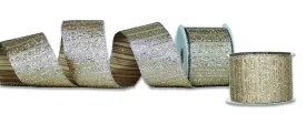 2 Pack of 30' Champagne Ribbon with Champagne Glitter Lines