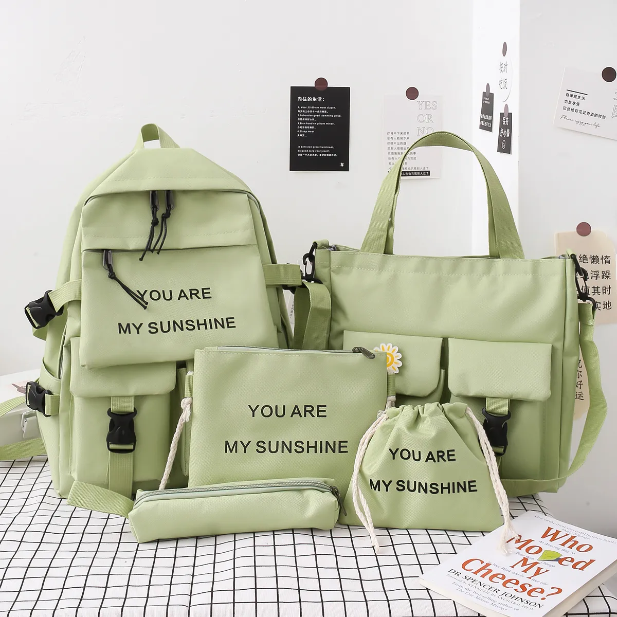 5PC Backpack Tote Bag Korean Fashion Trend All-match Backpack XVXF 