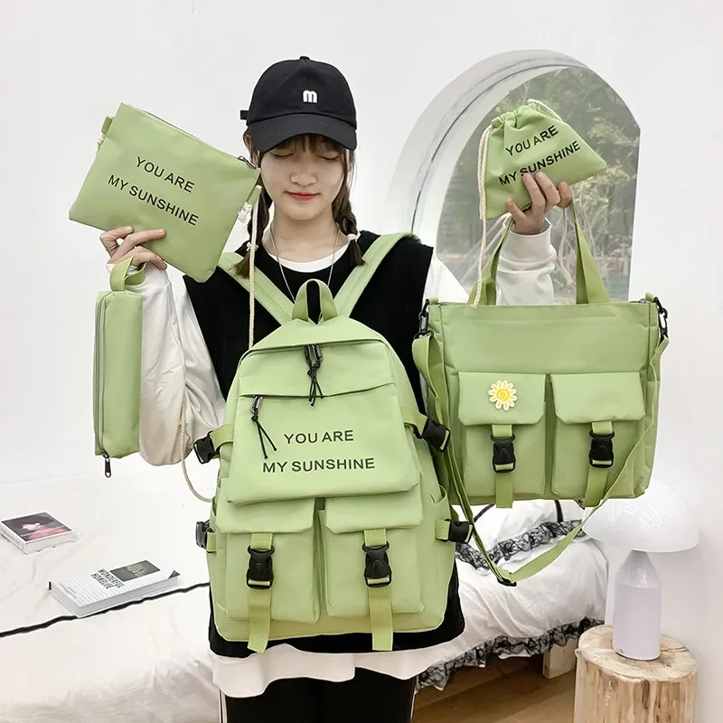 5PC Backpack Tote Bag Korean Fashion Trend All-match Backpack XVXF 