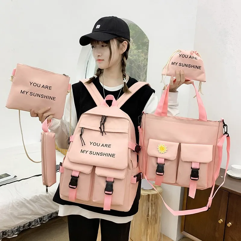 5PC Backpack Tote Bag Korean Fashion Trend All-match Backpack XVXF 