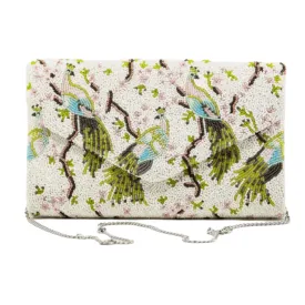 Beaded Peacock Envelope Handbag