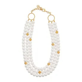 Berry & Bead Triple Strand Necklace, 18" 2'' - Pearl