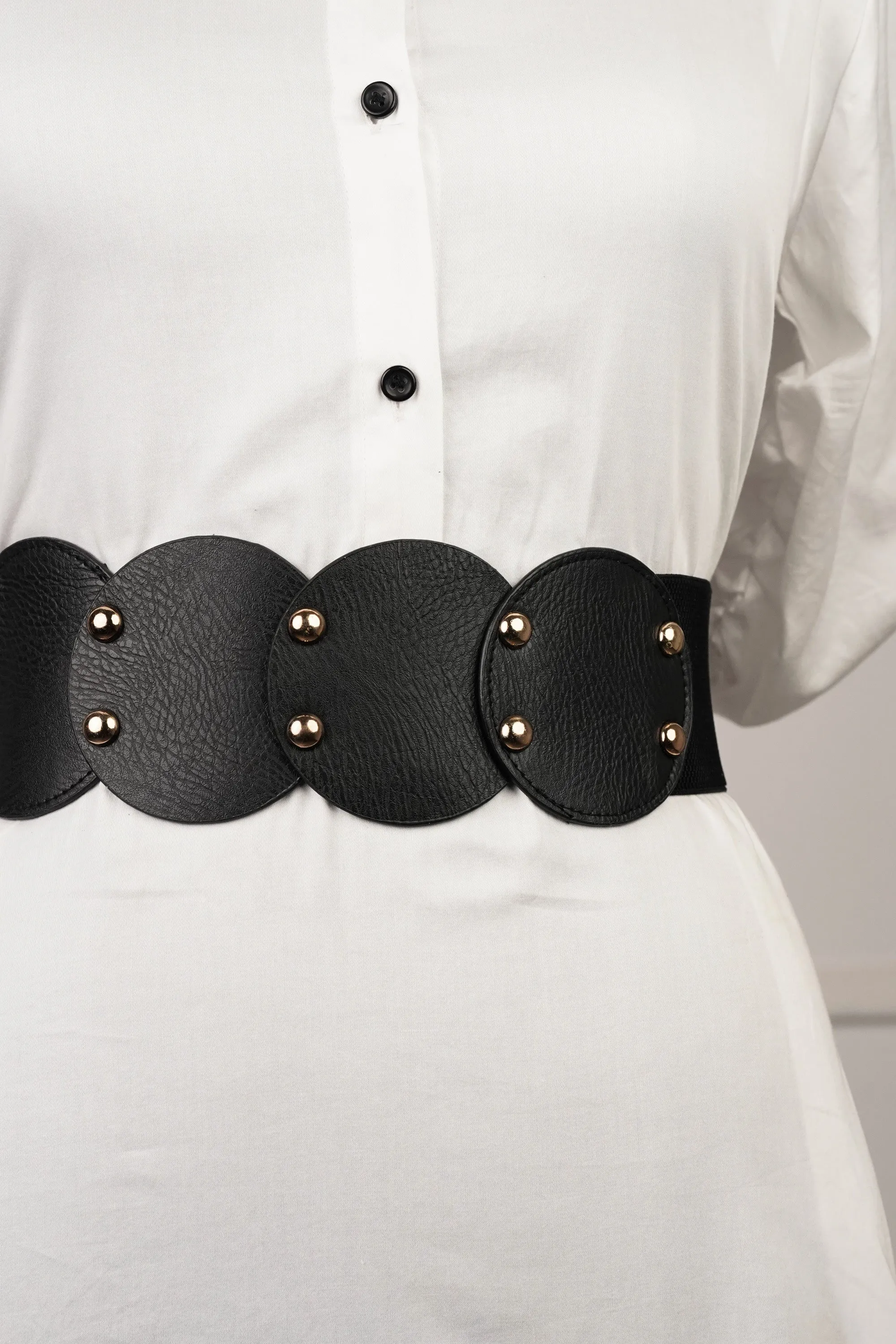 Black Leather Belt With Circle