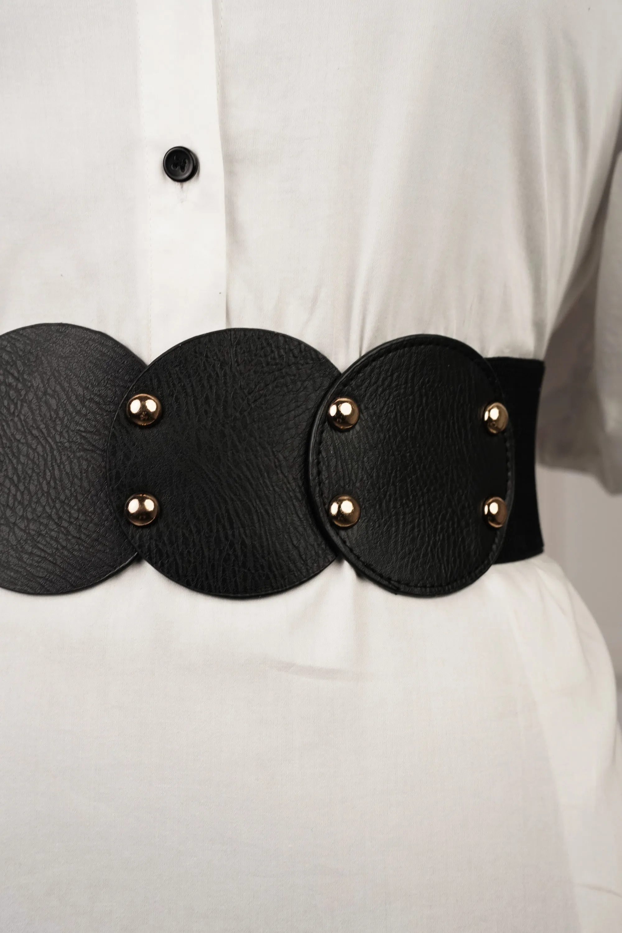 Black Leather Belt With Circle