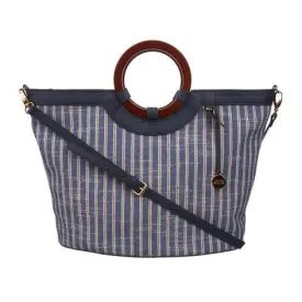 Canvas Stripe Ring Handle Grab Bag