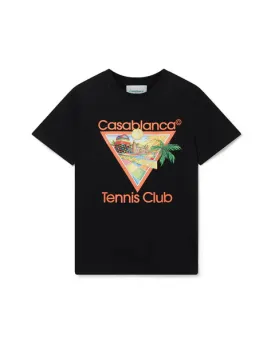 CASABLANCA Afro Cubism Tennis Club T Shirt Black