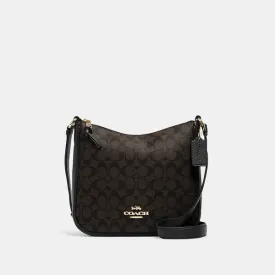 Coach Ellie File Bag In Signature Brown Black