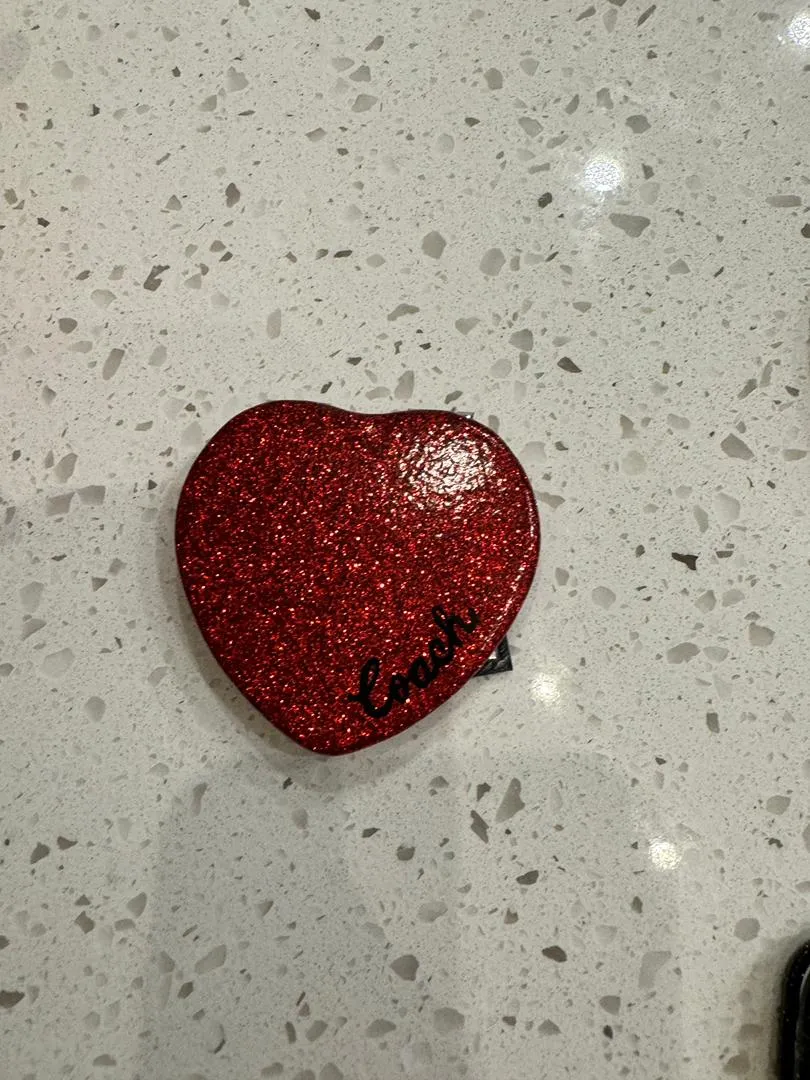 Coach Glitter Heart Compact In Wine Multi