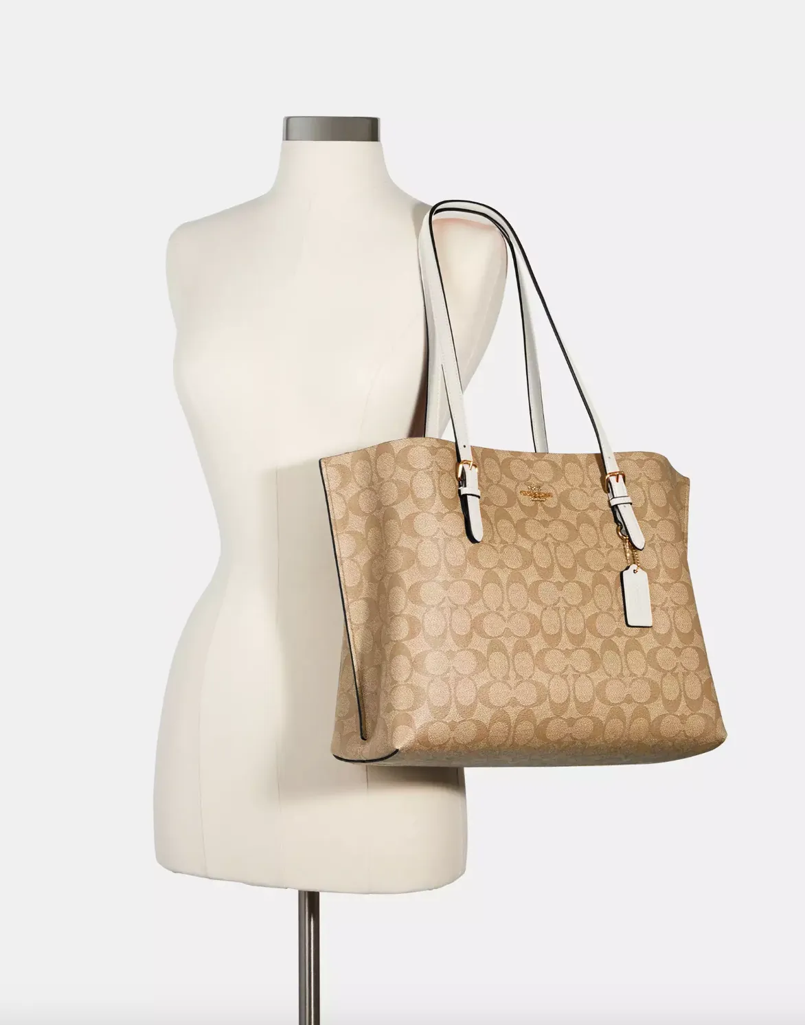 Coach Mollie Tote In Signature Light Khaki Chalk