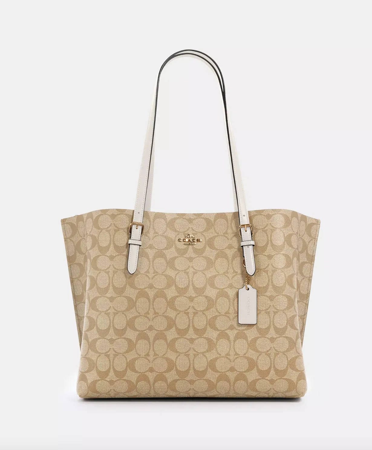 Coach Mollie Tote In Signature Light Khaki Chalk