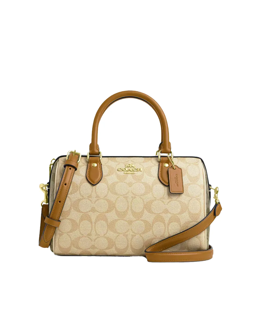 Coach Rowan Satchel In Blocked Signature Light Khaki Multi