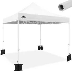 EAGLE PEAK 10x10 New Heavy Duty Pop up Commercial Canopy Tent with Roller Bag and 4 Sandbags