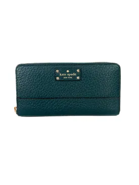 Kate Spade teal zip around leather wallet