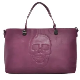 Mechaly Women's Skully Plum Wine Vegan Leather Skull Handbag