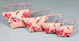 Peach and Red Lotus Garden Printed Multi-utility Pouch Set of 8 Pcs