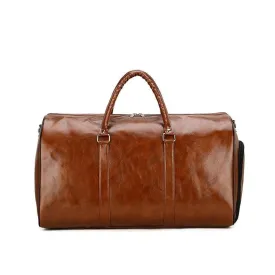 Phill Large Capacity Leather Duffel Bag With Shoe Pocket